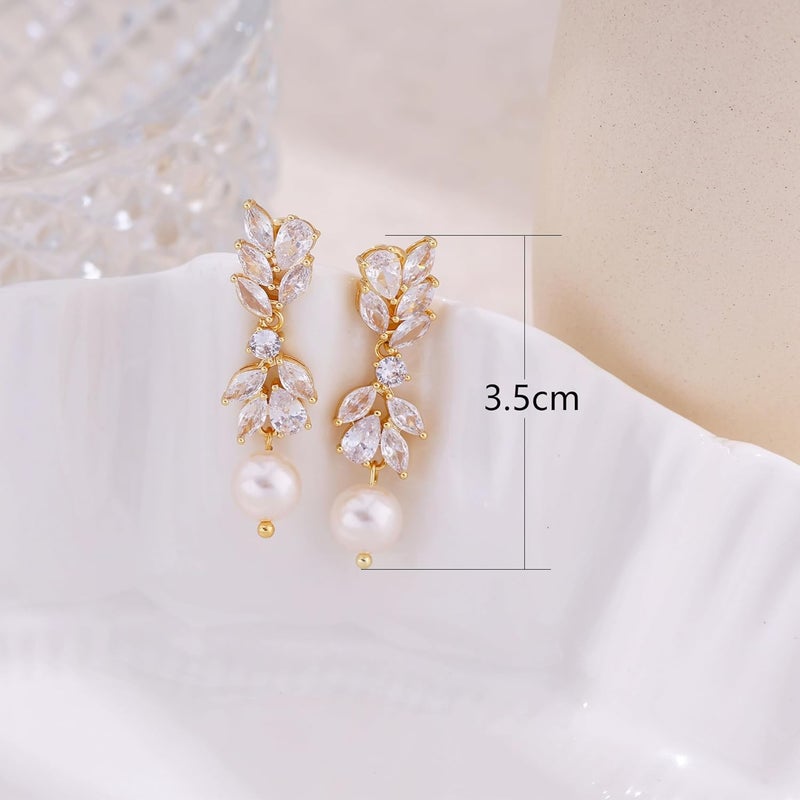SELFROSE Store Gold Dangle Earrings for Women,Prom Jewelry Dainty Earring 14K Gold Plated Drop Earrings for Women Trendy Hypoallergenic CZ Dangling Earring - Image 4